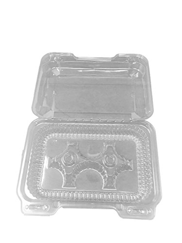 Mr Miracle 6 Compartment for Standard Cupcakes or Small Muffins. Clear Clamshell Container. Cupcake Slots are 2.5 x 2.5 inches. Container itself is 2.5 Inches Tall. Pack of 10