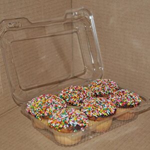 Mr Miracle 6 Compartment for Standard Cupcakes or Small Muffins. Clear Clamshell Container. Cupcake Slots are 2.5 x 2.5 inches. Container itself is 2.5 Inches Tall. Pack of 10