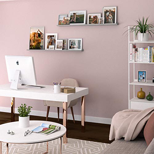 Wallniture Denver 46" Long Wall Shelf for Picture Frames, Floating Shelves for Living Room Decor, Picture Ledge Shelf for Wall Collage Gray Floating Shelf for Room Decor, Wall Bookshelf