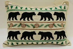 balsam fir pillow 5"x7" embroidered black bears parade