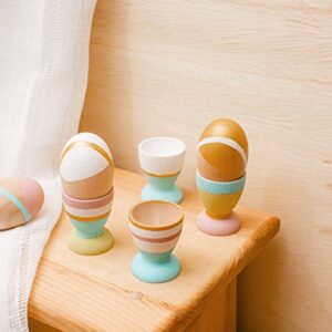 Wooden Egg Holder 2-1/8 inch, Pack of 6 Egg Cups Wooden & 6  2-1/2 inch Flat Bottom Eggs in a Cup, Wood Egg Unfinished, by Woodpeckers