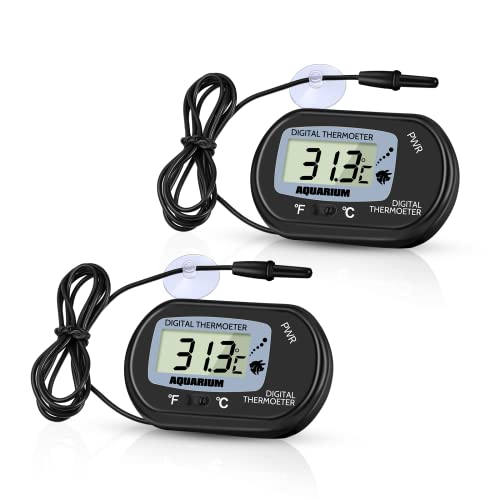 Zacro Petbank 2 Pack Digital Aquarium Thermometer, Fish Tank Thermometer, Water Thermometer with Large LCD Display, Reptile Thermometer for Fish Tank Water Terrarium