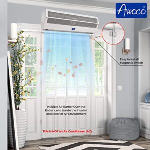 Awoco 60” Super Power 2 Speeds 2100 CFM Commercial Indoor Air Curtain, UL Certified, 120V Unheated with an Easy-Install Magnetic Switch