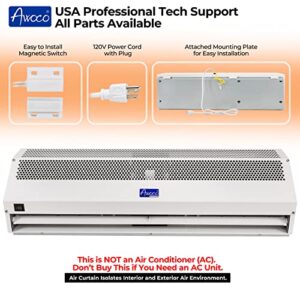 Awoco 60” Super Power 2 Speeds 2100 CFM Commercial Indoor Air Curtain, UL Certified, 120V Unheated with an Easy-Install Magnetic Switch