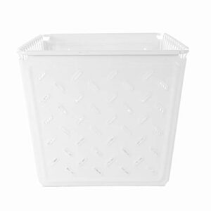 Spectrum Diversified Macklin, Stamped Steel & Wire Basket for Closet & Cubby Storage Vintage-Inspired Design with Customizable Label Plate, Medium, White