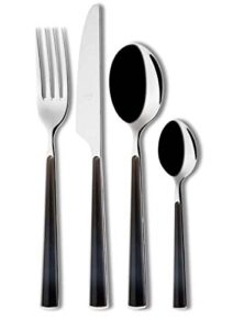 mepra primavera cutlery set – [24 piece set], black, mirror finish, dishwasher safe cutlery for fine dining