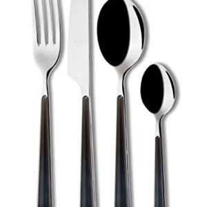 Mepra Primavera Cutlery Set – [24 Piece Set], Black, Mirror Finish, Dishwasher Safe Cutlery for Fine Dining