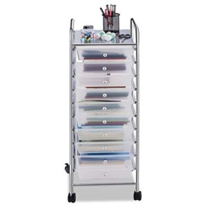 Giantex 10 Drawer Rolling Storage Cart Scrapbook Paper Office School Organizer (Clear)