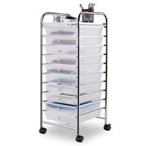 giantex 10 drawer rolling storage cart scrapbook paper office school organizer (clear)