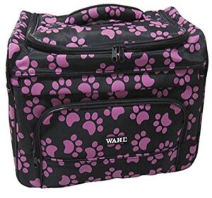 wahl professional animal travel tote bag with zipper, berry paw print design (#97764-400), 9 inches -berry