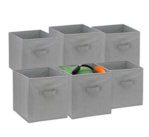 foldable cube storage bins - 6 pack - these decorative fabric storage cubes are collapsible and great organizer for shelf, closet or underbed. convenient for clothes or kids toy storage (grey)