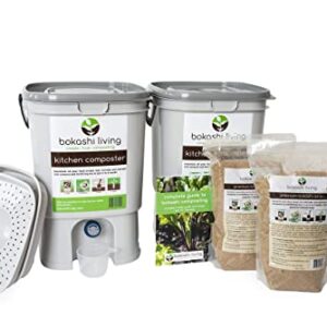 Premium Bokashi Composting Starter Kit (Includes 2 Bokashi Bins, 4.4 lbs of Bokashi Bran and Full Instructions