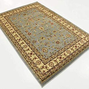 Unique Loom Voyage Collection Traditional Oriental Classic Intricate Design Area Rug (4' 0 x 6' 0 Rectangular, Light Blue/Gold)