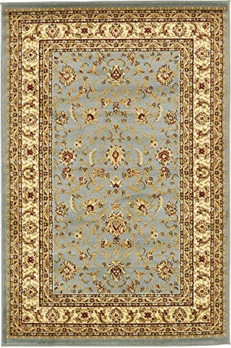 Unique Loom Voyage Collection Traditional Oriental Classic Intricate Design Area Rug (4' 0 x 6' 0 Rectangular, Light Blue/Gold)