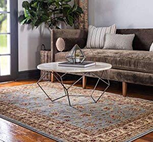 Unique Loom Voyage Collection Traditional Oriental Classic Intricate Design Area Rug (4' 0 x 6' 0 Rectangular, Light Blue/Gold)