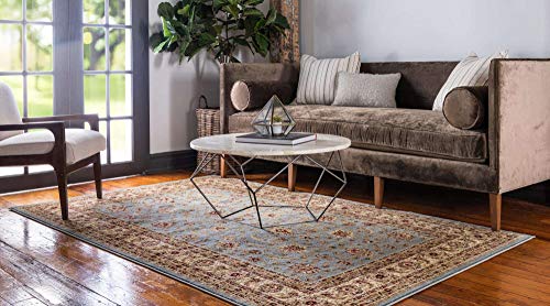 Unique Loom Voyage Collection Traditional Oriental Classic Intricate Design Area Rug (4' 0 x 6' 0 Rectangular, Light Blue/Gold)