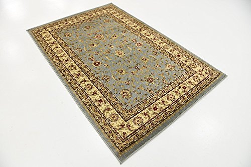 Unique Loom Voyage Collection Traditional Oriental Classic Intricate Design Area Rug (4' 0 x 6' 0 Rectangular, Light Blue/Gold)