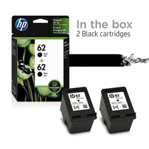 HP 62 | 2 Ink Cartridges | Black | Works with HP ENVY 5500 Series, 5600 Series, 7600 Series, HP OfficeJet 200, 250, 258, 5700 Series, 8040 | C2P04AN