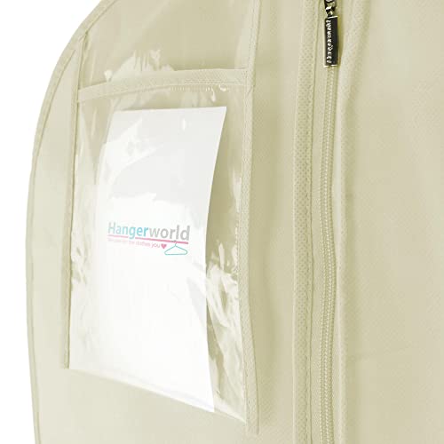 HANGERWORLD Large Wedding Dress Garment Bag Cover - 72" x 24" with Extra Wide Gusset 32" for Long Poufy Dress and Trains, Breathable, Acid-Free (Ivory)