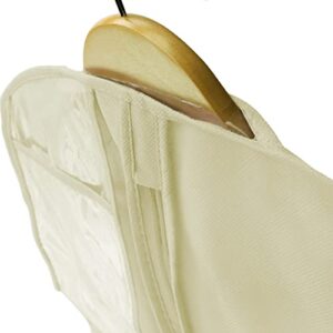 HANGERWORLD Large Wedding Dress Garment Bag Cover - 72" x 24" with Extra Wide Gusset 32" for Long Poufy Dress and Trains, Breathable, Acid-Free (Ivory)