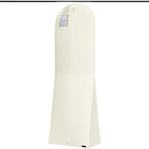 HANGERWORLD Large Wedding Dress Garment Bag Cover - 72" x 24" with Extra Wide Gusset 32" for Long Poufy Dress and Trains, Breathable, Acid-Free (Ivory)