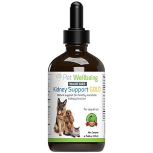 pet wellbeing kidney support gold for dogs and cats - vet-formulated - supports healthy kidney function - natural herbal supplement 4 oz (118 ml)