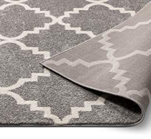 Harbor Trellis Grey Quatrefoil Geometric Modern Casual 2x7 (2'3" x 7'3" Runner) Easy to Clean Stain/Fade Resistant Shed Free Contemporary Traditional Moroccan Lattice Soft Living Dining Room Rug