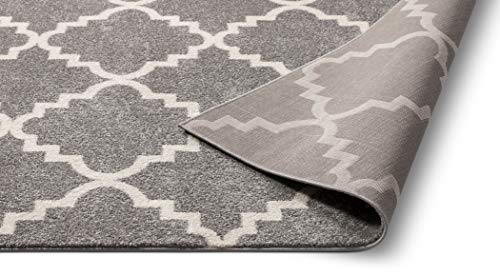 Harbor Trellis Grey Quatrefoil Geometric Modern Casual 2x7 (2'3" x 7'3" Runner) Easy to Clean Stain/Fade Resistant Shed Free Contemporary Traditional Moroccan Lattice Soft Living Dining Room Rug
