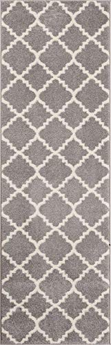 Harbor Trellis Grey Quatrefoil Geometric Modern Casual 2x7 (2'3" x 7'3" Runner) Easy to Clean Stain/Fade Resistant Shed Free Contemporary Traditional Moroccan Lattice Soft Living Dining Room Rug