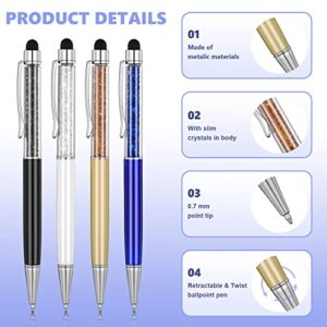 MengRan Cute Pens Bling Bling 2-in-1 Slim Crystal Diamond Stylus Pens and Black Ink Ballpoint Pens (12 colors)