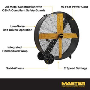 MASTER 48 Inch Industrial High Capacity Barrel Fan - Use for Shop, Garage or Warehouse, All-Metal Construction with OSHA-Compliant Safety Guards, 2 Speed Settings (MAC-48-BDF)