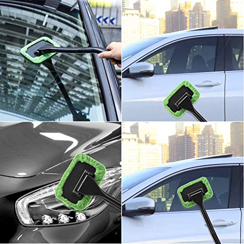 Windshield Cleaning Tool, XINDELL Microfiber Cloth Car Window Cleanser Brush with Detachable Handle Auto Inside Glass Wiper Interior Accessories Car Cleaning Kit