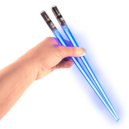 Lightsaber Chopsticks Light Up - LED Glowing Light Saber Star Wars Chop Sticks - Reusable Sushi Lightup Sabers Chopstick Set Of 1 Blue Pair