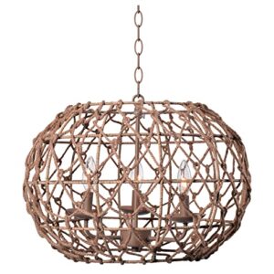 Kenroy Home 92072TN Torus Rustic Woven Pendant Light Fixture, Tan