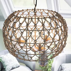 Kenroy Home 92072TN Torus Rustic Woven Pendant Light Fixture, Tan