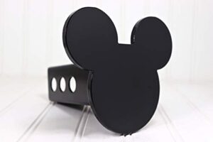 custom hitch covers 12763-matte black mickey mouse ears hitch cover, 2"