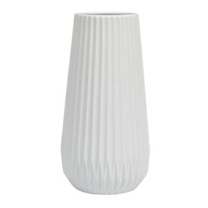 Bloomingville Tall White Ceramic Fluted Vase