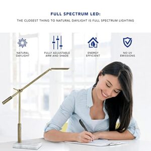 Adesso 4128-21 Vera LED Desk Lamp, 16-26 in, 6W Full Spectrum LED, Antique Brass Finish, 1 Table Lamp , White