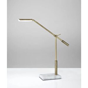 Adesso 4128-21 Vera LED Desk Lamp, 16-26 in, 6W Full Spectrum LED, Antique Brass Finish, 1 Table Lamp , White