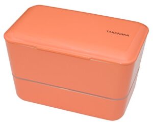 takenaka bento bite dual from, eco-friendly and sustainable japanese style bento lunch box (tangerine orange)