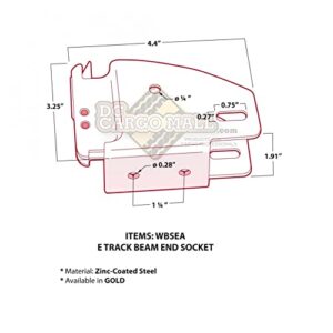 DC Cargo E-Track Wood Beam End Socket Shelf Brackets for Custom Storage - Pack of 4 - with E-Track Fittings - Ideal for 2x4 & 2x6 in Trucks, Trailers, Vans, RVs - Zinc-Coated Steel Versatile ETrack Ti