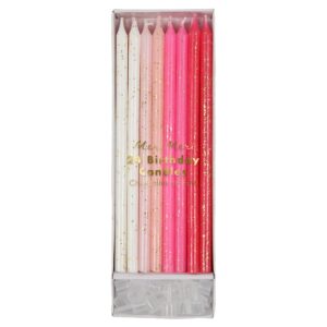 meri meri pink glitter candles (pack of 24)