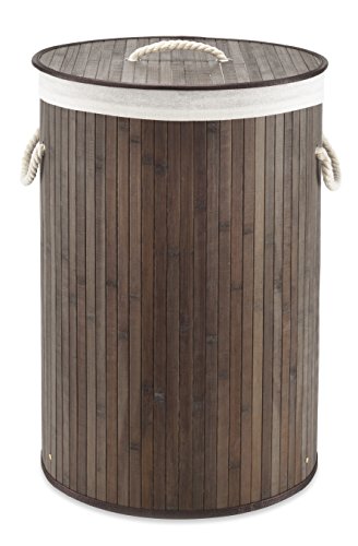 Whitmor Laundry Hamper with Rope Handles Bamboo, 16.25x23.375, Dark Stain