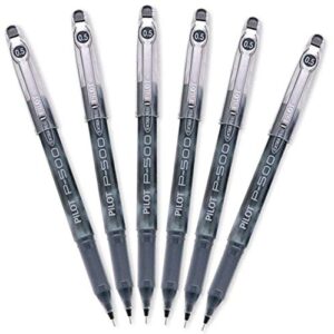pilot precise p-500 gel ink rolling ball pens, extra fine point, black ink, 6 pens