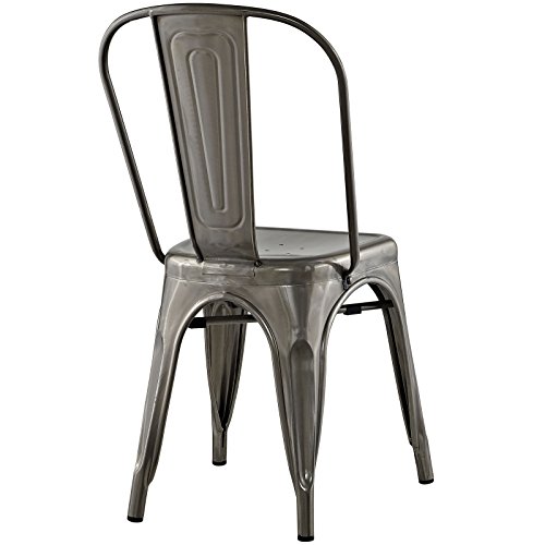 Modway Promenade Industrial Modern Steel Kitchen Room Gunmetal, One Dining Chair