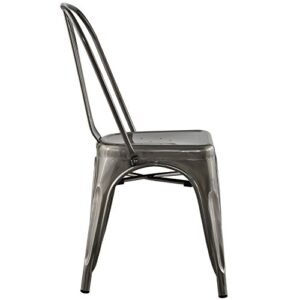 Modway Promenade Industrial Modern Steel Kitchen Room Gunmetal, One Dining Chair