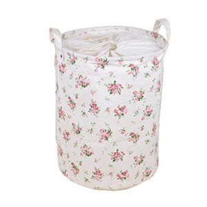 hflove large thick folding laundry basket waterproof cotton storage basket floral laundry basket