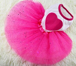 idepet spring summer pet dog cat puppy tutu princess dress heart printed lace dog skirt pet apparel dog dress(xxl)