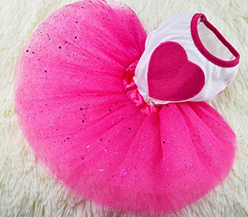 Idepet Spring Summer Pet Dog Cat Puppy Tutu Princess Dress Heart Printed Lace Dog Skirt Pet Apparel Dog Dress(XXL)