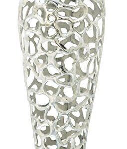 Deco 79 Aluminum Coral Vase, 10" x 10" x 25", Silver